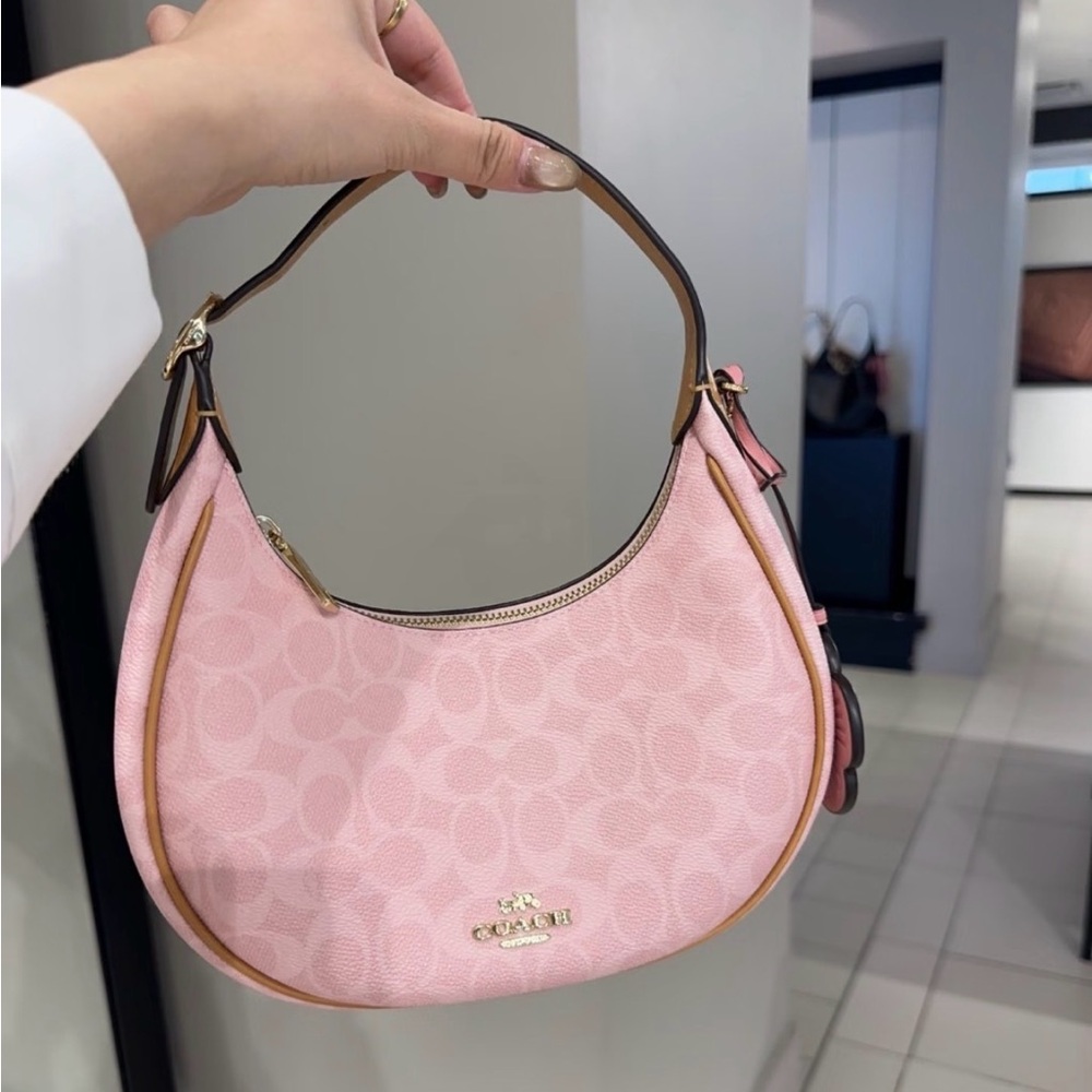 Coach Emily Shoulder Bag in Signature Canvas with Charms in powder pink - Picture 2 of 7